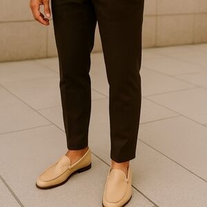 REG COMPANY made in Italy Beige Leather Men Loafers Size US 9/EUR 42